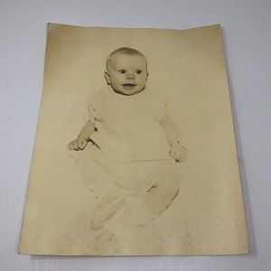 1955 Vintage Black and White Photo Baby Toddler ‎ 14x11 Picture